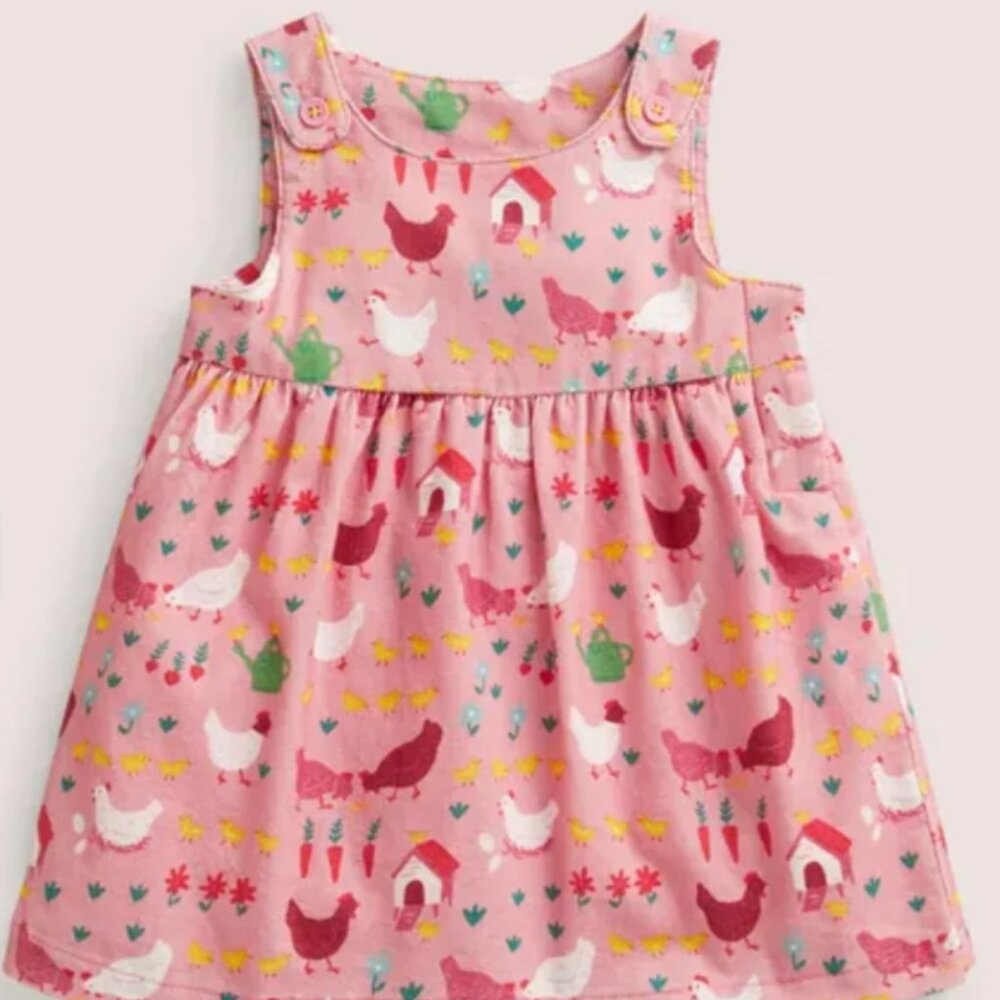 Baby Boden Corduroy Pinny Dress 3-6 Months Pink Hens